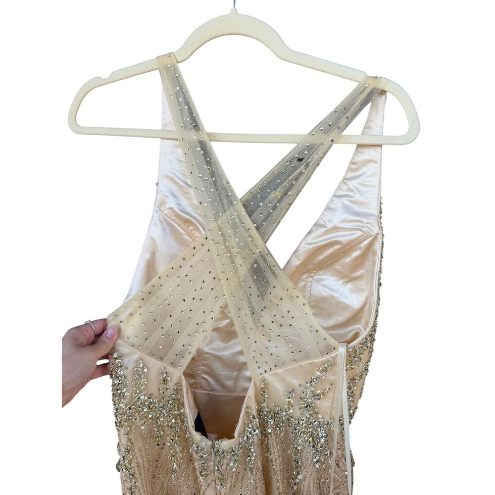 Mac Duggal Gold Sequined Mermaid Gown 10 See Description - Picture 8 of 15